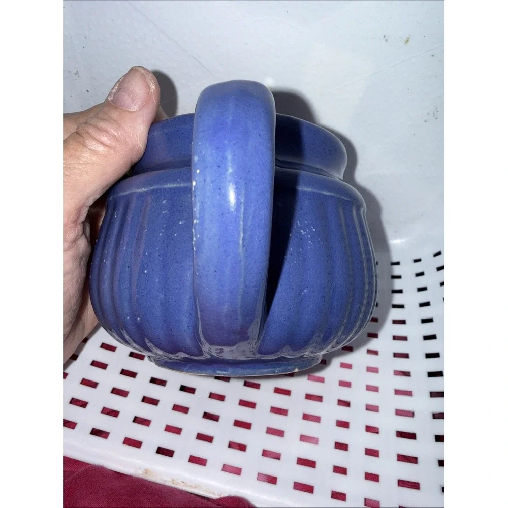 Vintage USA Stoneware Cornflower Blue Pitcher